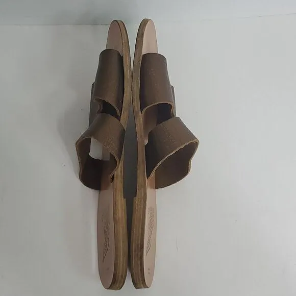 Ancient Greek Sandals Apteros Metallic Bronze Flat Sandals Women's Size 42