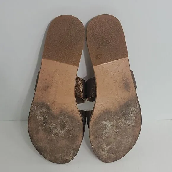 Ancient Greek Sandals Apteros Metallic Bronze Flat Sandals Women's Size 42