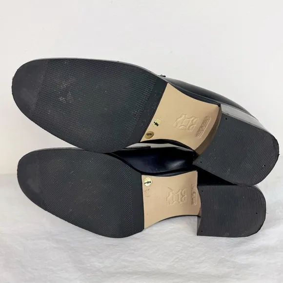 Andre Assous Vintage Heeled Black Leather Loafers