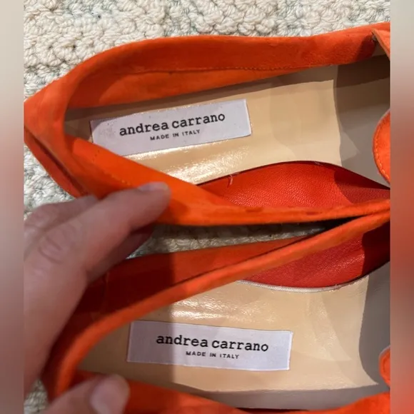 Andrea Carrano Mare Loafers Orange NWOT size 11 / 42 Made in Italy quiet luxury