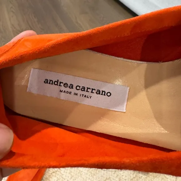 Andrea Carrano Mare Loafers Orange NWOT size 11 / 42 Made in Italy quiet luxury