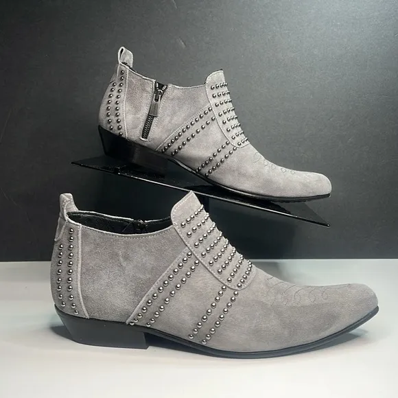 Anine Bing - Charlie Low Grey Suede Studded Ankle Boots Women's Size US 7/EU 37