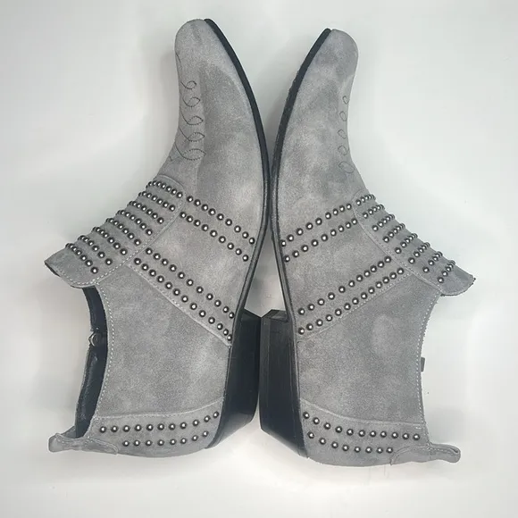Anine Bing - Charlie Low Grey Suede Studded Ankle Boots Women's Size US 7/EU 37