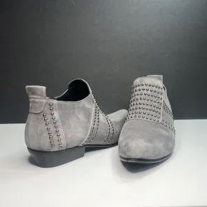 Anine Bing - Charlie Low Grey Suede Studded Ankle Boots Women's Size US 7/EU 37