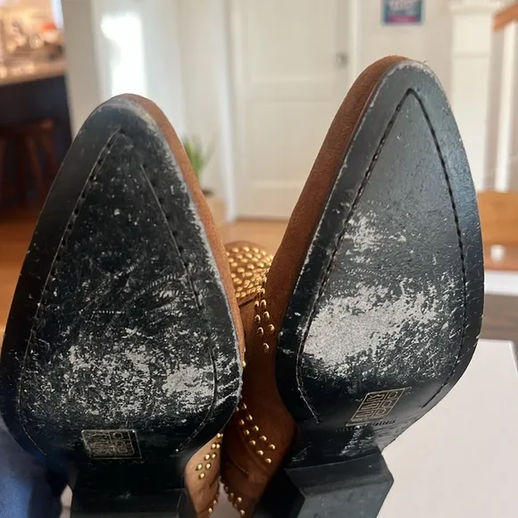 Anine Bing Charlie Studded Western Booties in Brown Suede size 39