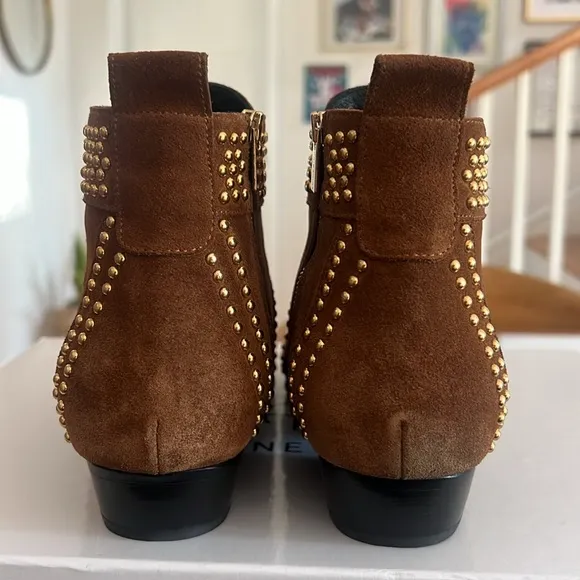 Anine Bing Charlie Studded Western Booties in Brown Suede size 39