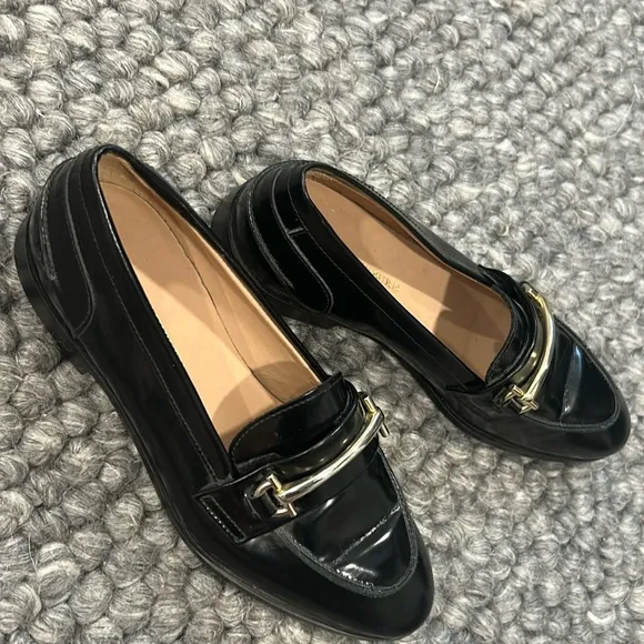 Ann Mashburn Black Patent Leather Buckle Loafers Size 35
