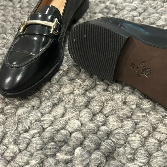 Ann Mashburn Black Patent Leather Buckle Loafers Size 35