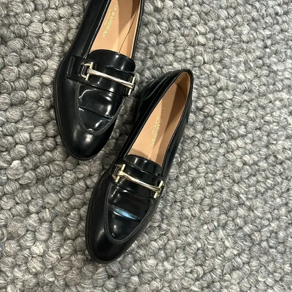Ann Mashburn Black Patent Leather Buckle Loafers Size 35