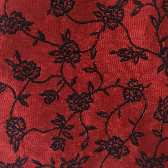 Ann Taylor 90's Vintage Floral Embroidered Silk High Waisted Mini Skirt Red 10P