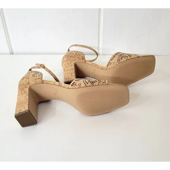 Ann Taylor Perforated Cork High Heel Sandals Women's Size 10 NWOB