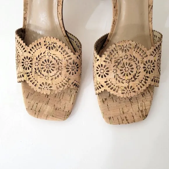 Ann Taylor Perforated Cork High Heel Sandals Women's Size 10 NWOB