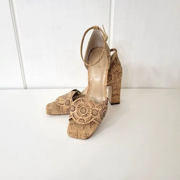 Ann Taylor Perforated Cork High Heel Sandals Women's Size 10 NWOB