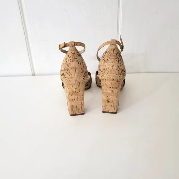 Ann Taylor Perforated Cork High Heel Sandals Women's Size 10 NWOB