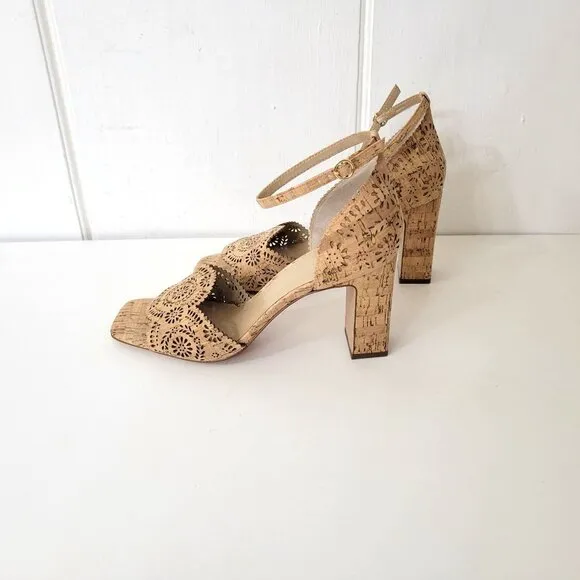 Ann Taylor Perforated Cork High Heel Sandals Women's Size 10 NWOB
