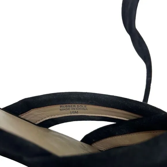 Ann Taylor Gretel Black Slides Flat Sandals Size 10