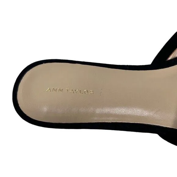 Ann Taylor Gretel Black Slides Flat Sandals Size 10