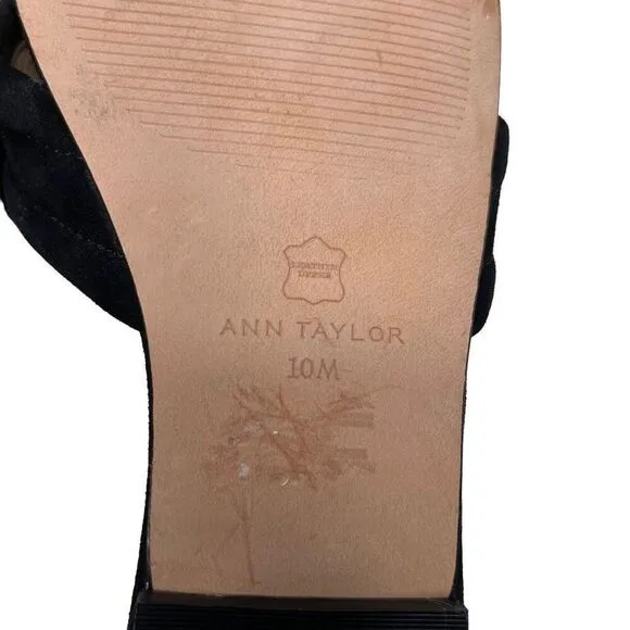 Ann Taylor Gretel Black Slides Flat Sandals Size 10
