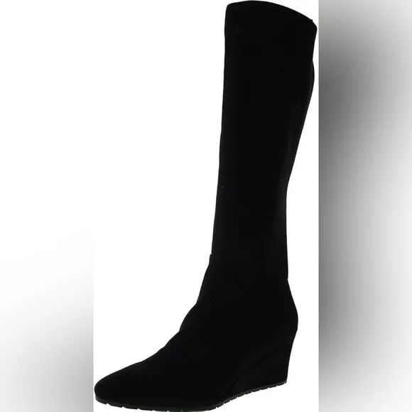 Anne Klein Womens Faux Suede Wedge Wide Calf Knee-High Boots-9WC