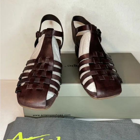 Antelope Leather Heeled Sandals - Aren coffee casual classic comfy summer style