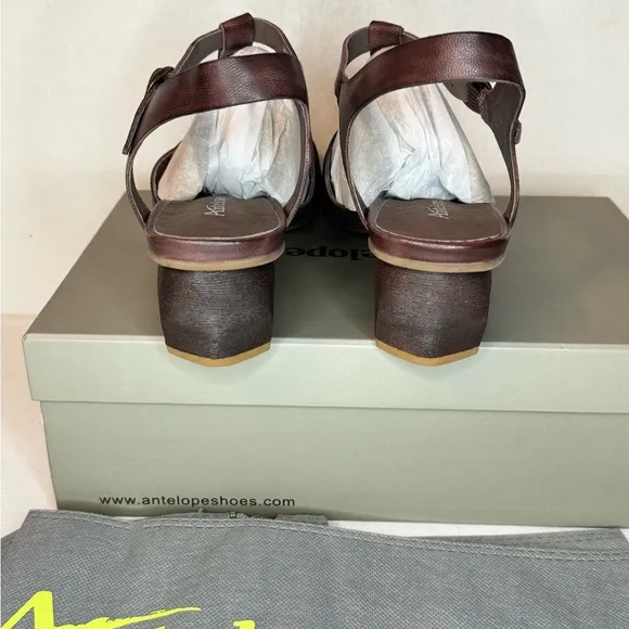 Antelope Leather Heeled Sandals - Aren coffee casual classic comfy summer style