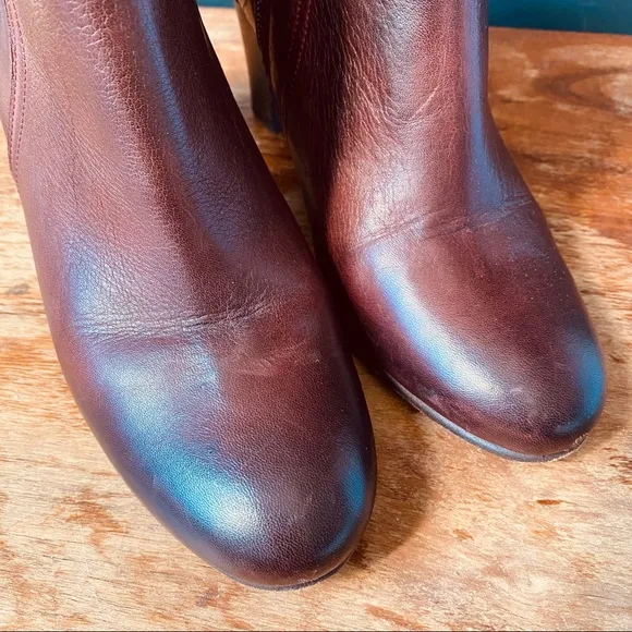 Anthology Paris Burgundy Leather Ankle Boots