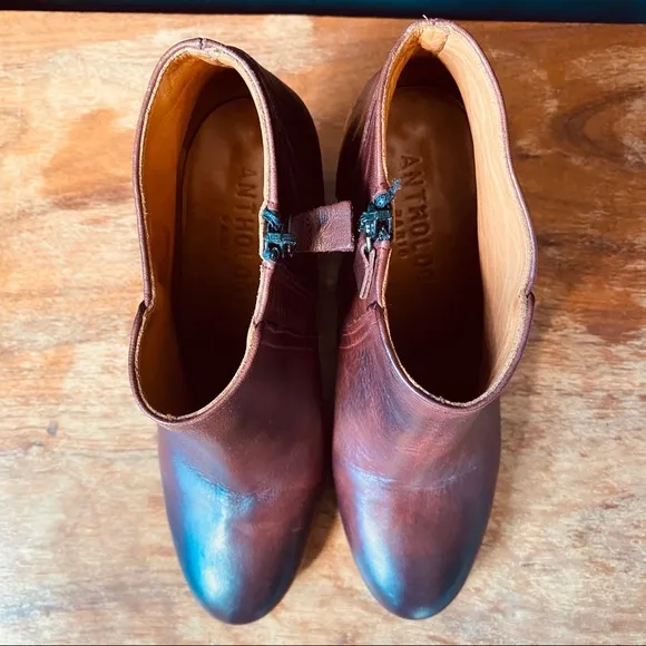 Anthology Paris Burgundy Leather Ankle Boots