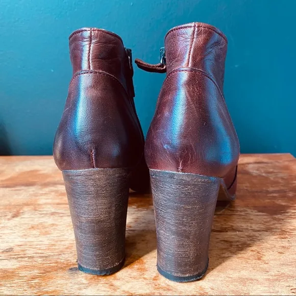 Anthology Paris Burgundy Leather Ankle Boots
