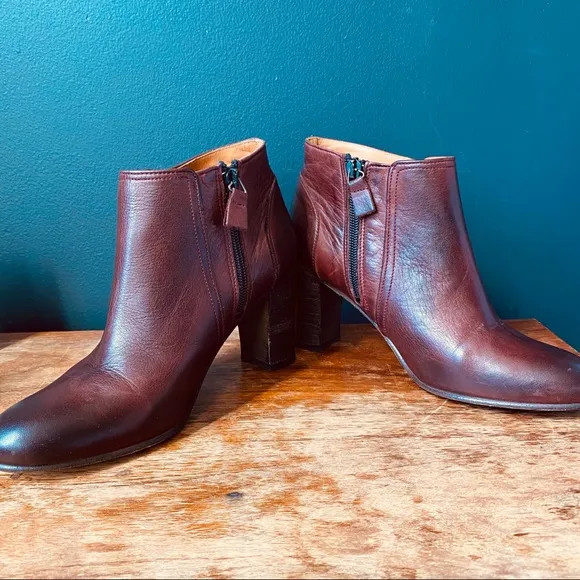 Anthology Paris Burgundy Leather Ankle Boots