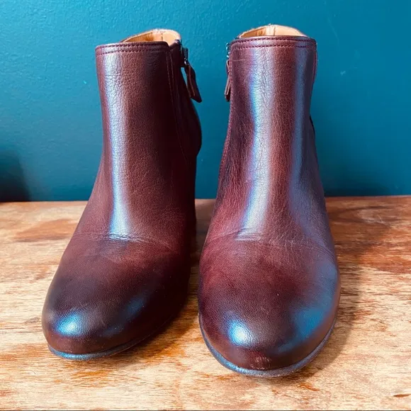 Anthology Paris Burgundy Leather Ankle Boots