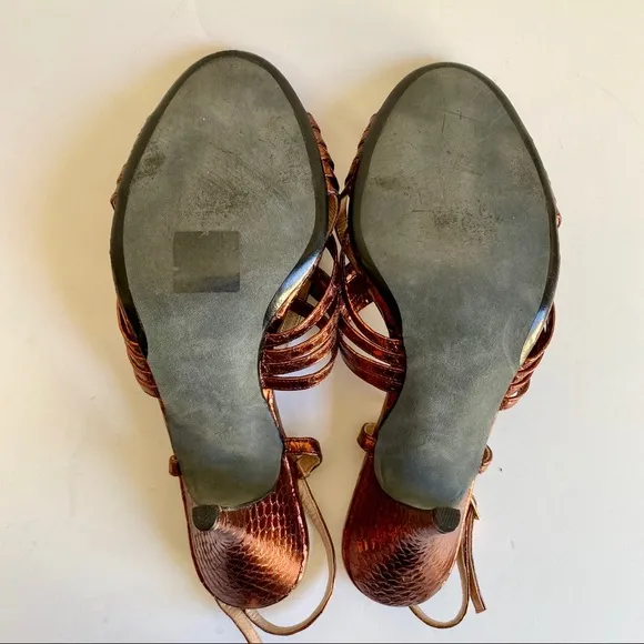 Anthropologie 8/9 Copper Snake Print Leather Heels