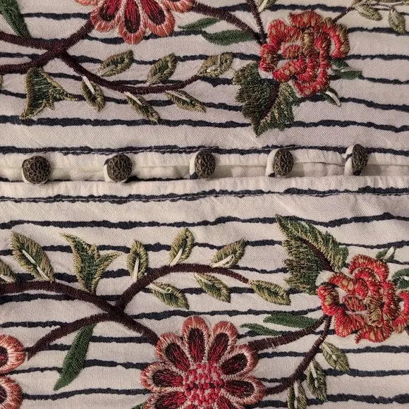 Anthropologie Akemi   Kin Pansy Embroidered Dress Striped