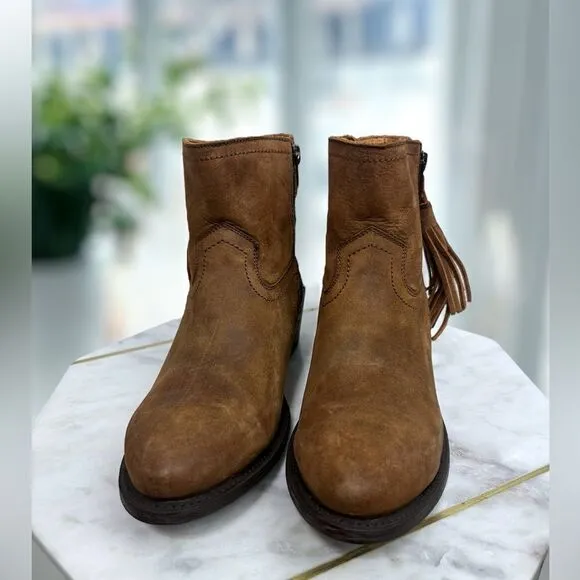 Anthropologie BASKE FRINGED WESTERN Handmade leather Goodyear Welt Boot Size 8