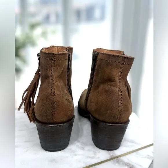 Anthropologie BASKE FRINGED WESTERN Handmade leather Goodyear Welt Boot Size 8