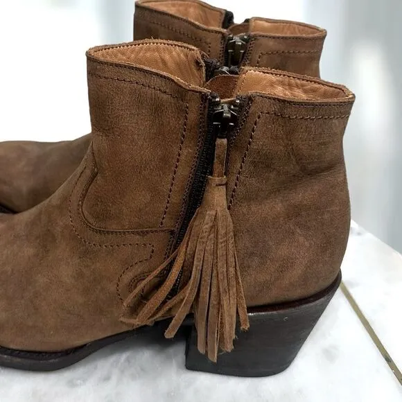 Anthropologie BASKE FRINGED WESTERN Handmade leather Goodyear Welt Boot Size 8