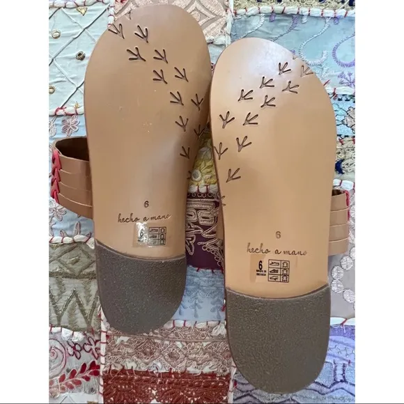 Anthropologie Beek Kiwi Embroidered Leather Handmade Sandals Slides 6
