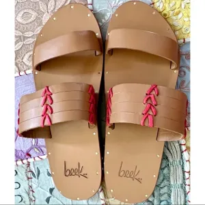 Anthropologie Beek Kiwi Embroidered Leather Handmade Sandals Slides 6