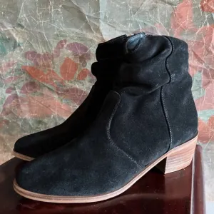 Anthropologie Black Suede Slouchie Ankle Boots 7.5