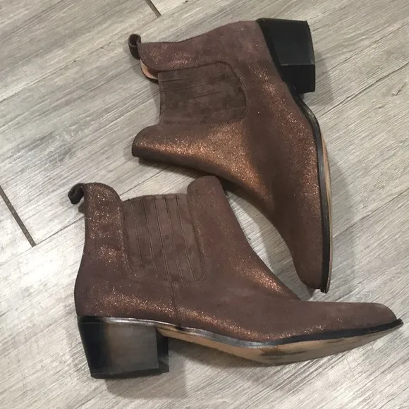 Anthropologie Brown Metalic Chelsea Slip On Boots     size 11M