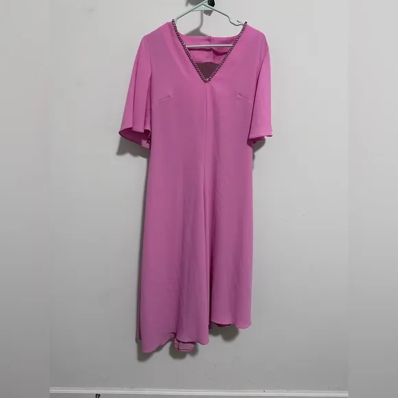 Anthropologie Exquise V-Neck Barbie Pink Dress