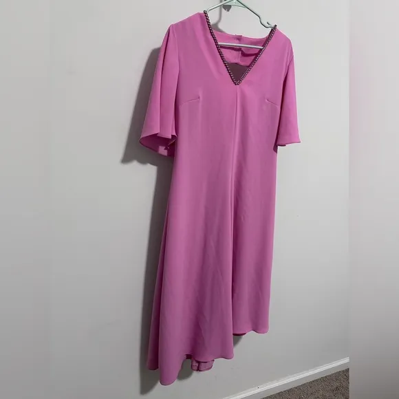 Anthropologie Exquise V-Neck Barbie Pink Dress