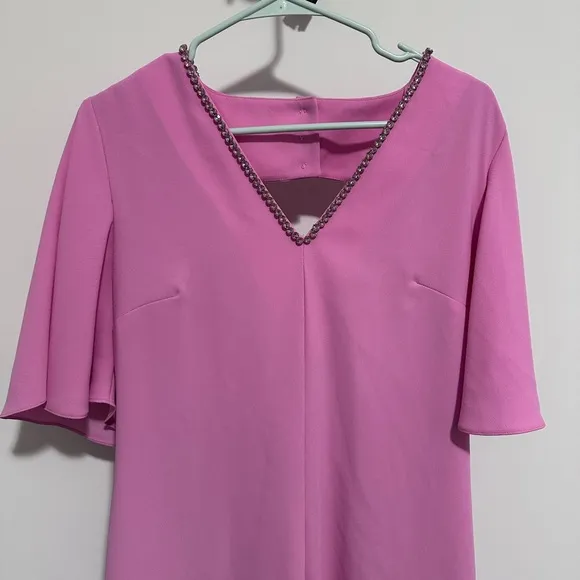 Anthropologie Exquise V-Neck Barbie Pink Dress