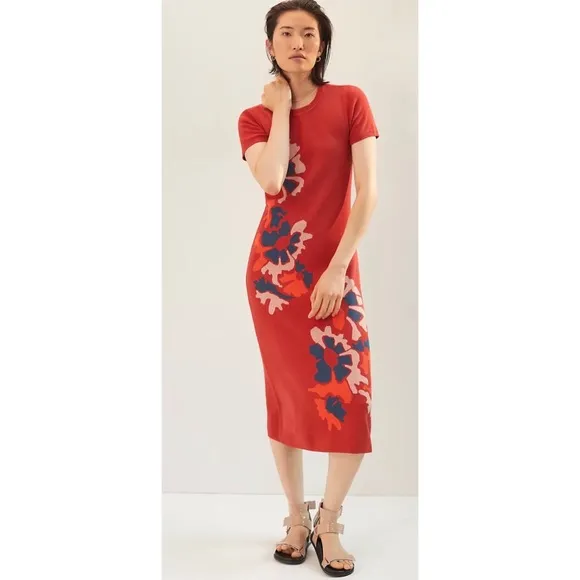 Anthropologie Floral Knit Midi Dress by Dolan