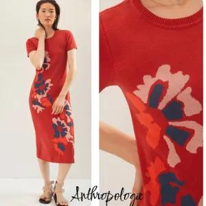 Anthropologie Floral Knit Midi Dress by Dolan