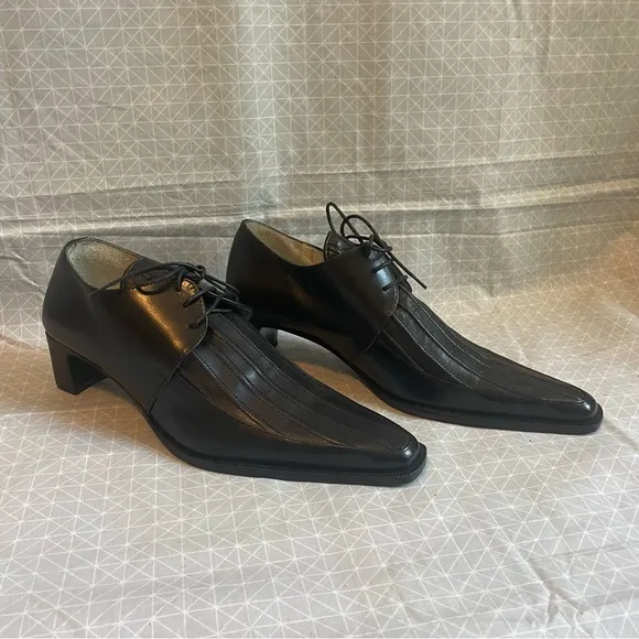 Anthropologie Giraudon Portuguese Leather Pointed Tie Loafers 39