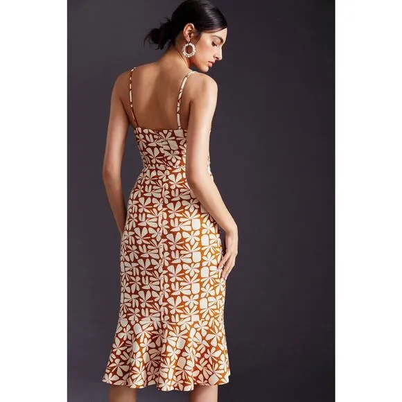 Anthropologie Hutch Floral Slim Midi Dress Sweetheart Neck Strappy Size XL NEW