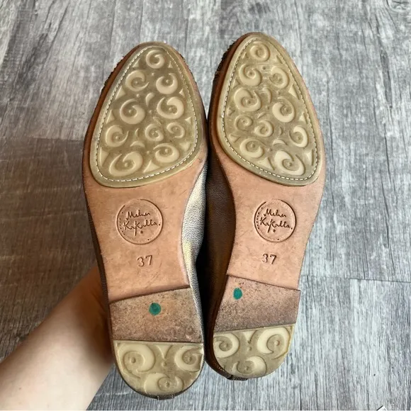 Anthropologie Meher Kakalia metallic leather loafers embroidered beaded …