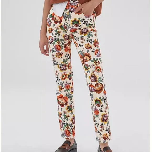 Anthropologie Pilcro 29 NWT The Cigarette Slim Straight Jeans Floral