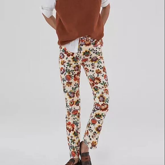 Anthropologie Pilcro 29 NWT The Cigarette Slim Straight Jeans Floral