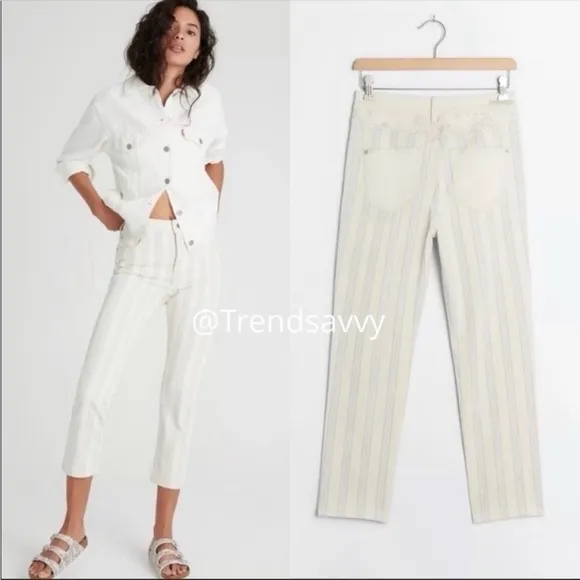 ANTHROPOLOGIE Pilcro High Rise Boyfriend Jean Stripes Dainty Floral 26 NWT